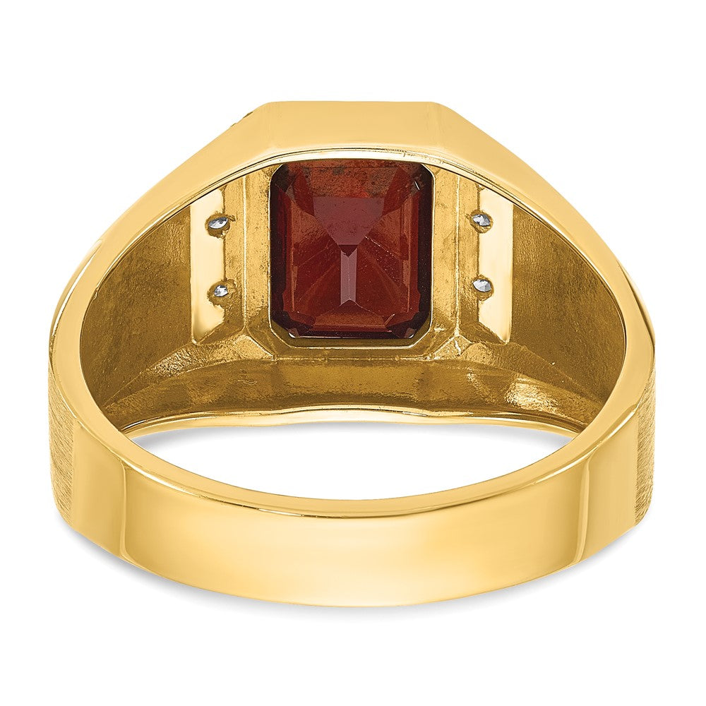 IB Goodman Mens Polished and Satin Octagon Lab Created Ruby and 1/20 carat Diamond Complete Ring - WBC