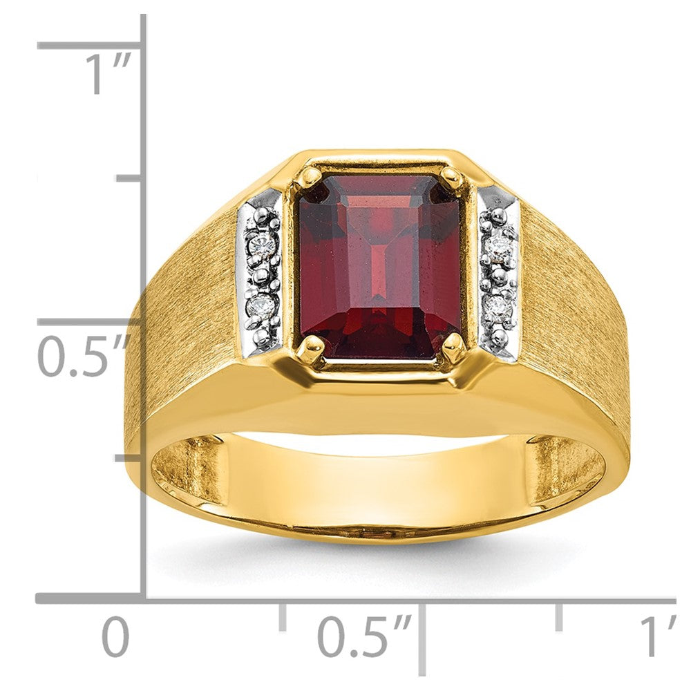 IB Goodman Mens Polished and Satin Octagon Lab Created Ruby and 1/20 carat Diamond Complete Ring - WBC