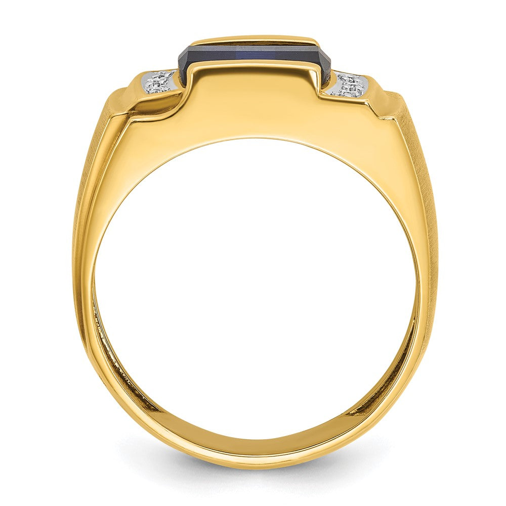 IB Goodman Mens Barrel Lab Created Sapphire and 1/20 carat Diamond Complete Ring - WBC