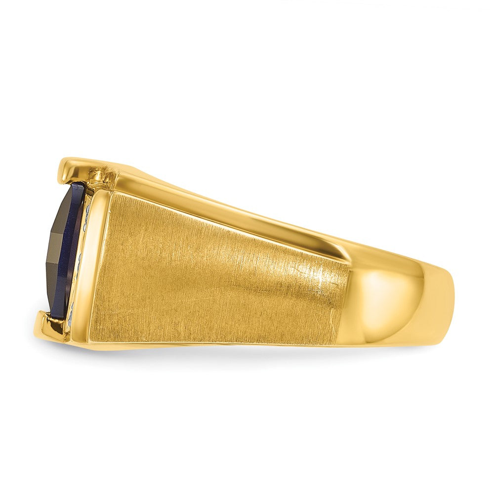 IB Goodman Mens Barrel Lab Created Sapphire and 1/20 carat Diamond Complete Ring - WBC