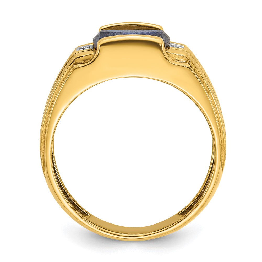 IB Goodman Mens Barrel Lab Created Sapphire and Diamond Complete Ring - WBC