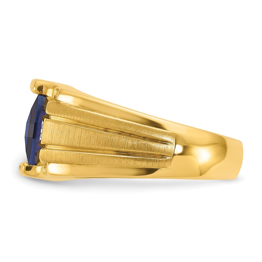 IB Goodman Mens Barrel Lab Created Sapphire and Diamond Complete Ring - WBC