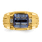 IB Goodman Mens Barrel Lab Created Sapphire and Diamond Complete Ring - WBC
