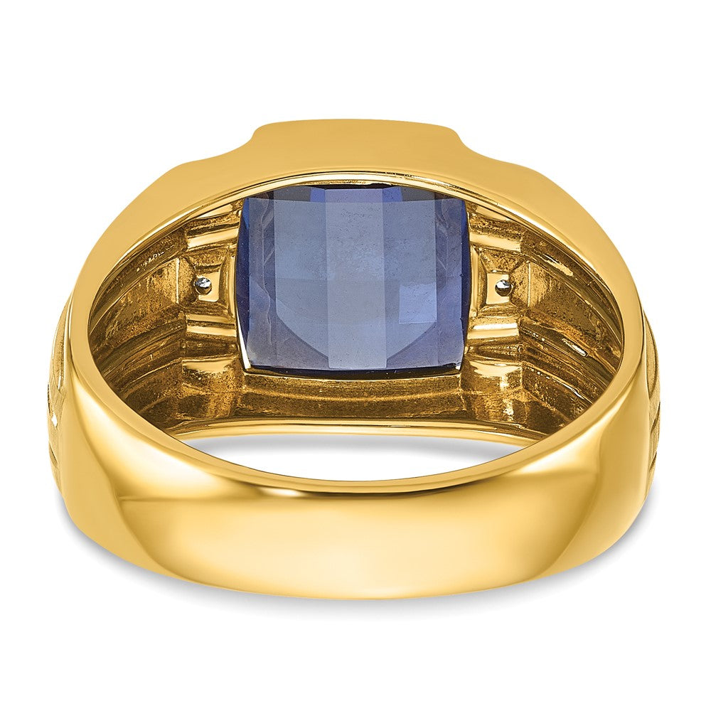 IB Goodman Mens Barrel Lab Created Sapphire and Diamond Complete Ring - WBC