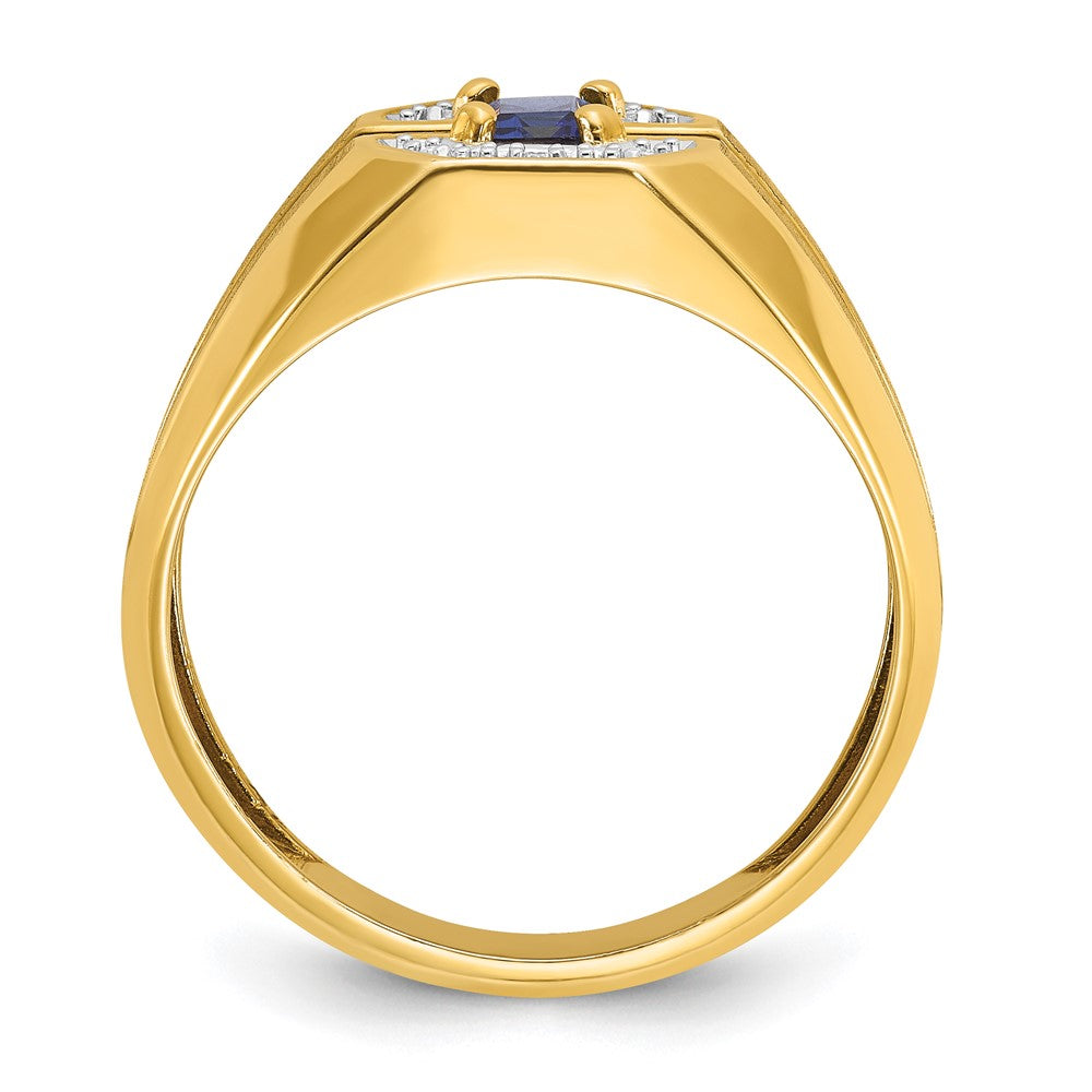 IB Goodman Mens Octagon Lab Created Sapphire and 1/20 carat Diamond Satin Complete Ring - WBC