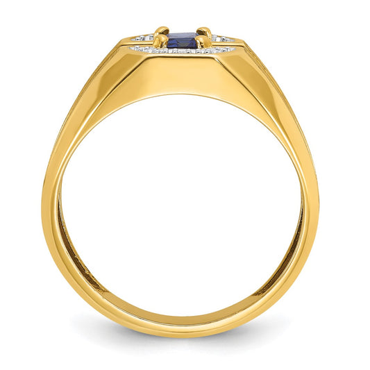 IB Goodman Mens Octagon Lab Created Sapphire and 1/20 carat Diamond Satin Complete Ring - WBC