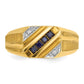 IB Goodman Mens Square Lab Created Sapphire and Diamond Satin Complete Ring - WBC