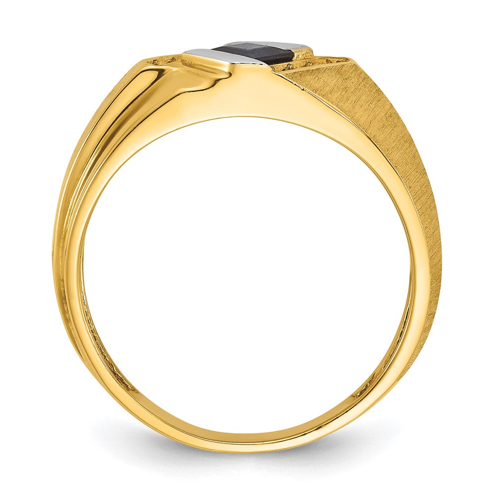 IB Goodman Mens Square Lab Created Sapphire and 1/15 carat Diamond Satin Complete Ring - WBC