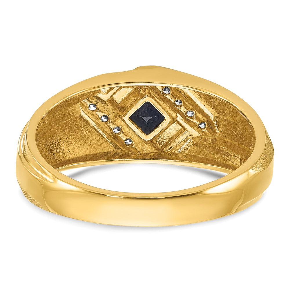 IB Goodman Mens Square Lab Created Sapphire and 1/15 carat Diamond Satin Complete Ring - WBC