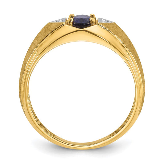 IB Goodman Mens Oval Lab Created Sapphire and Diamond Satin Complete Ring - WBC