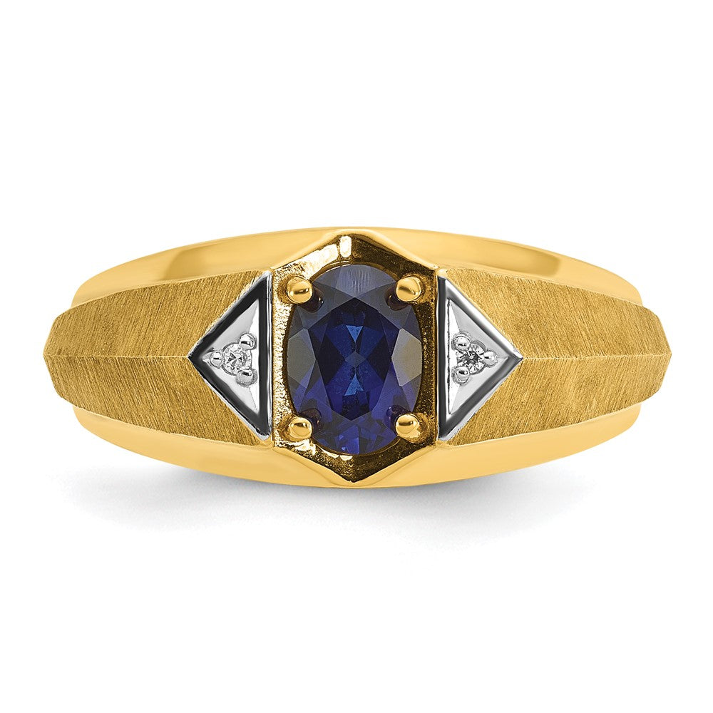IB Goodman Mens Oval Lab Created Sapphire and Diamond Satin Complete Ring - WBC