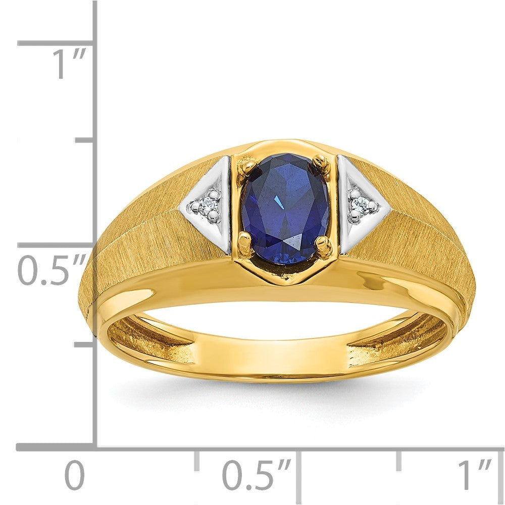 IB Goodman Mens Oval Lab Created Sapphire and Diamond Satin Complete Ring - WBC