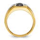 IBGoodman Two-tone Men's Polished Satin and Grooved Black Star Sapphire and AA Quality Diamond Ring - WBC
