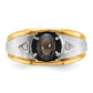 IBGoodman Two-tone Men's Polished Satin and Grooved Black Star Sapphire and AA Quality Diamond Ring - WBC