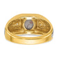 IBGoodman Two-tone Men's Polished Satin and Grooved Black Star Sapphire and AA Quality Diamond Ring - WBC