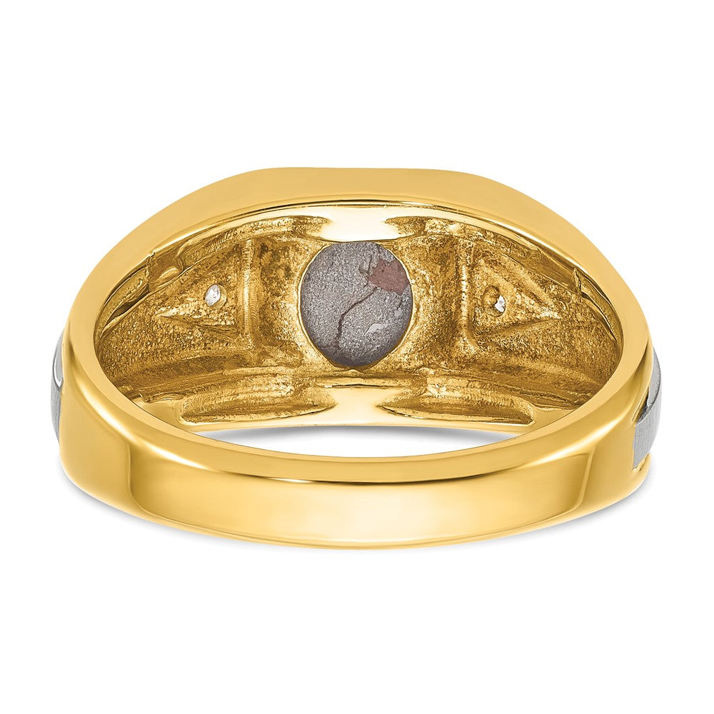 IBGoodman Two-tone Men's Polished Satin and Grooved Black Star Sapphire and AA Quality Diamond Ring - WBC