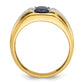 IB Goodman Two-tone Mens Polished Satin and Grooved Oval Lab Created Sapphire and AA Quality Diamond Ring - WBC