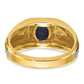 IB Goodman Two-tone Mens Polished Satin and Grooved Oval Lab Created Sapphire and AA Quality Diamond Ring - WBC