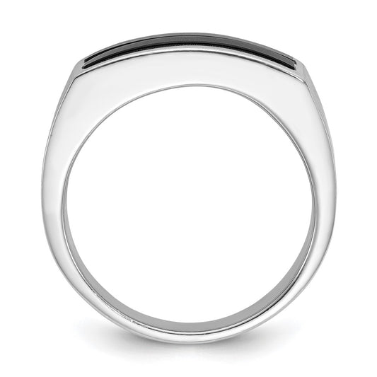 IB Goodman Mens Polished and Satin 2-Row Onyx Ring - WBC