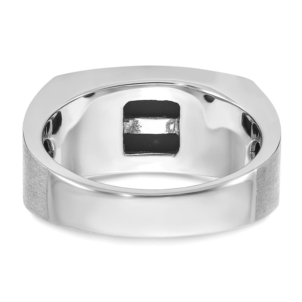 IB Goodman Mens Polished and Satin 2-Row Onyx Ring - WBC