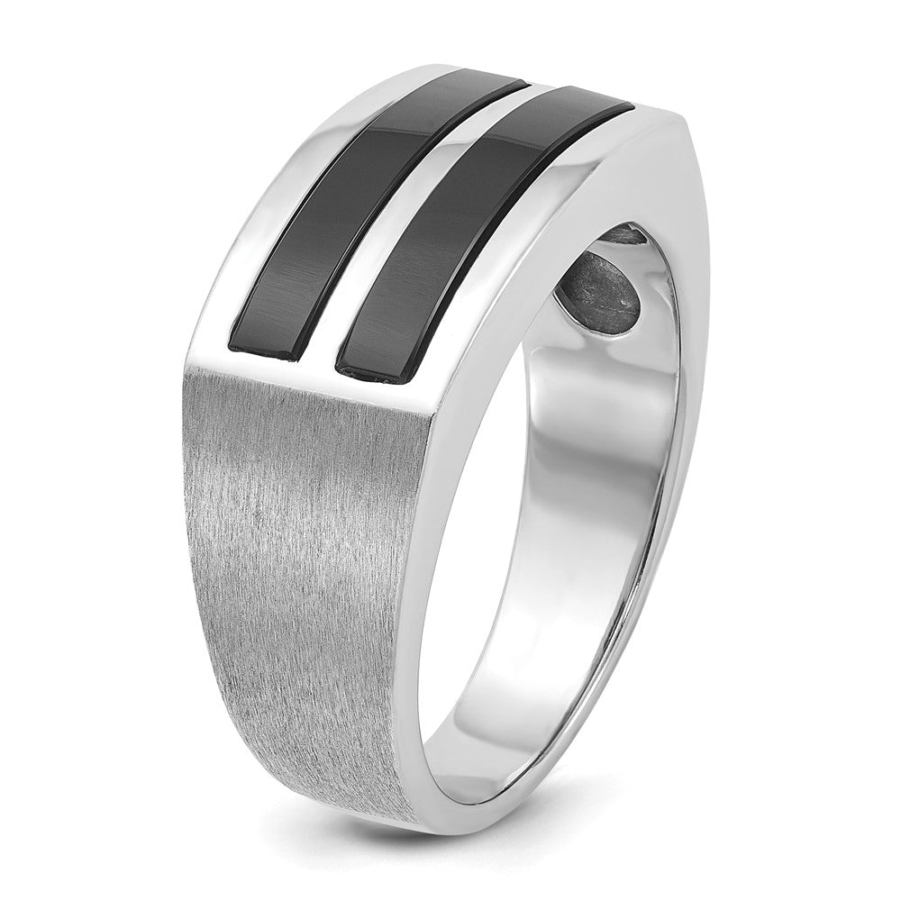 IB Goodman Mens Polished and Satin 2-Row Onyx Ring - WBC