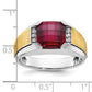 IBGoodman Two-tone Men's Polished and Satin Lab Created Garnet and AA Quality Diamond Ring - WBC