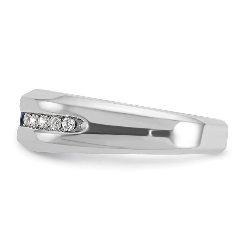 IB Goodman Mens Polished Square Lab Created Sapphire and 1/5 Carat AA Quality Diamond Ring - WBC