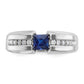 IB Goodman Mens Polished Square Lab Created Sapphire and 1/5 Carat AA Quality Diamond Ring - WBC