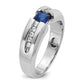 IB Goodman Mens Polished Square Lab Created Sapphire and 1/5 Carat AA Quality Diamond Ring - WBC