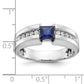 IB Goodman Mens Polished Square Lab Created Sapphire and 1/5 Carat AA Quality Diamond Ring - WBC