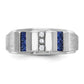 IBGoodman Men's Polished and Satin 3-Row Lab Created Sapphire and 1/10 Carat AA Quality Diamond Ring - WBC