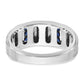 IBGoodman Men's Polished and Satin 3-Row Lab Created Sapphire and 1/10 Carat AA Quality Diamond Ring - WBC