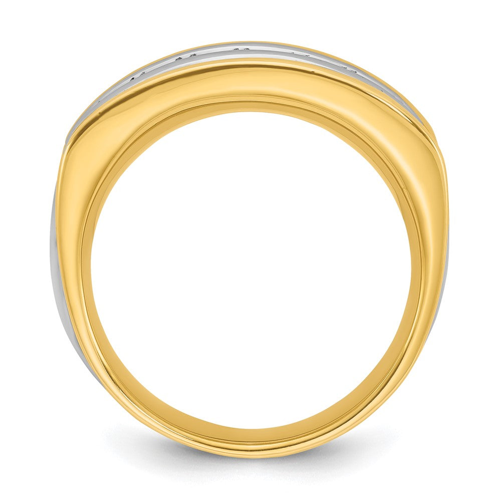 IBGoodman Two-tone Men's Polished and Grooved 7-Stone 3/4 Carat AA Quality Diamond Ring - WBC