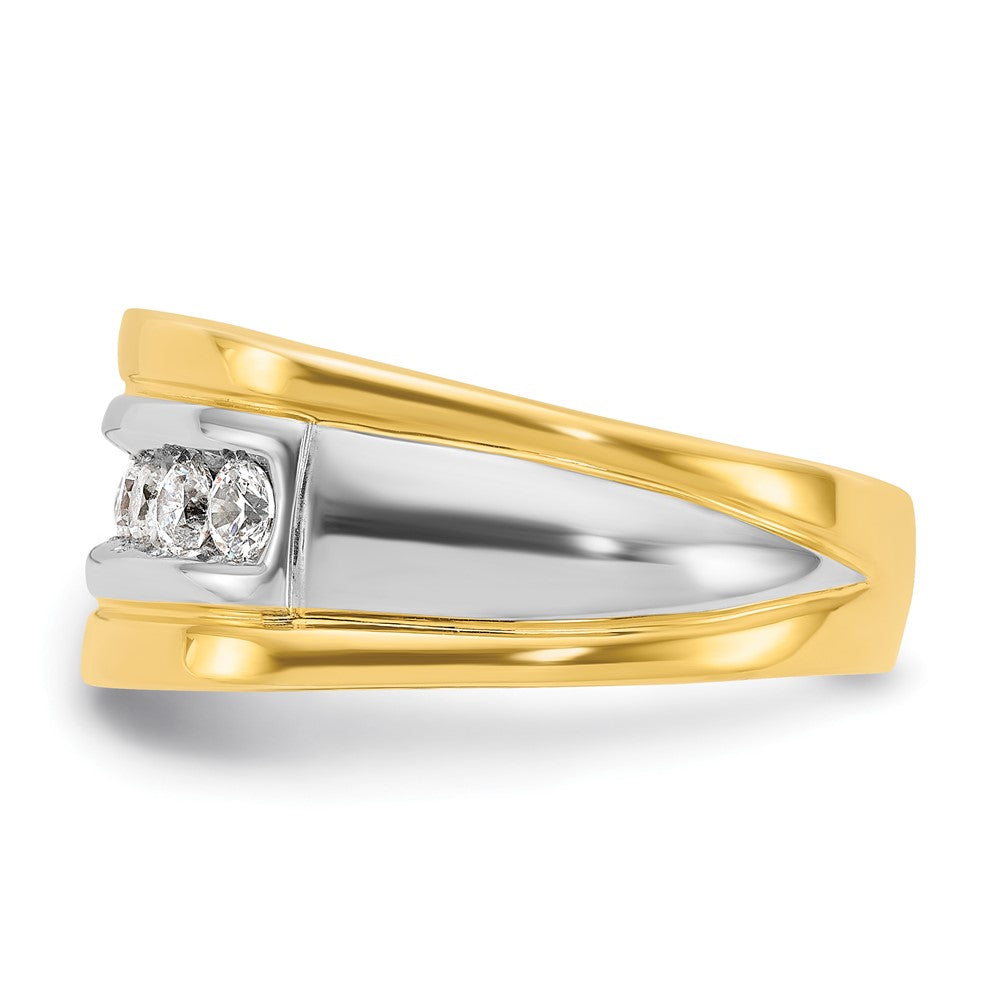 IBGoodman Two-tone Men's Polished and Grooved 7-Stone 3/4 Carat AA Quality Diamond Ring - WBC
