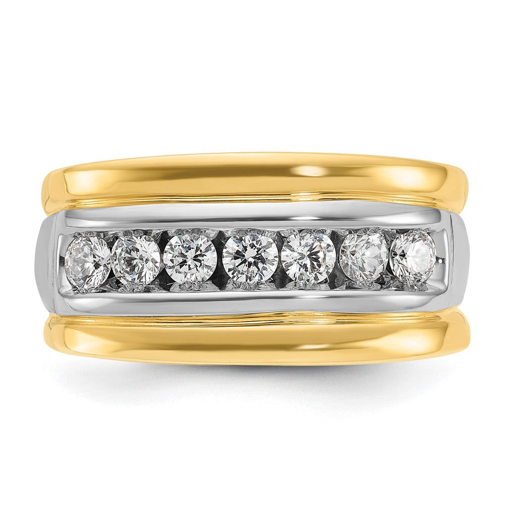 IBGoodman Two-tone Men's Polished and Grooved 7-Stone 3/4 Carat AA Quality Diamond Ring - WBC