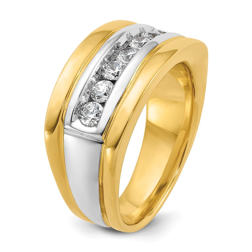 IBGoodman Two-tone Men's Polished and Grooved 7-Stone 3/4 Carat AA Quality Diamond Ring - WBC