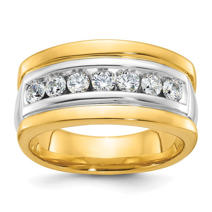 IBGoodman Two-tone Men's Polished and Grooved 7-Stone 3/4 Carat AA Quality Diamond Ring - WBC