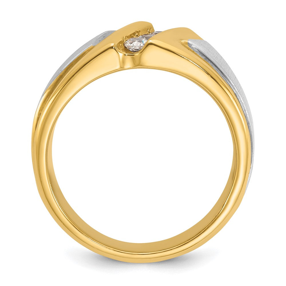 IBGoodman Two-tone Men's Polished and Satin 3-Stone 1/4 Carat AA Quality Diamond Ring - WBC
