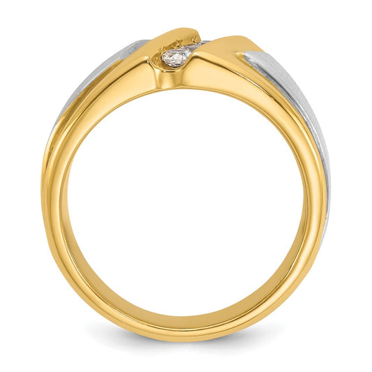 IBGoodman Two-tone Men's Polished and Satin 3-Stone 1/4 Carat AA Quality Diamond Ring - WBC