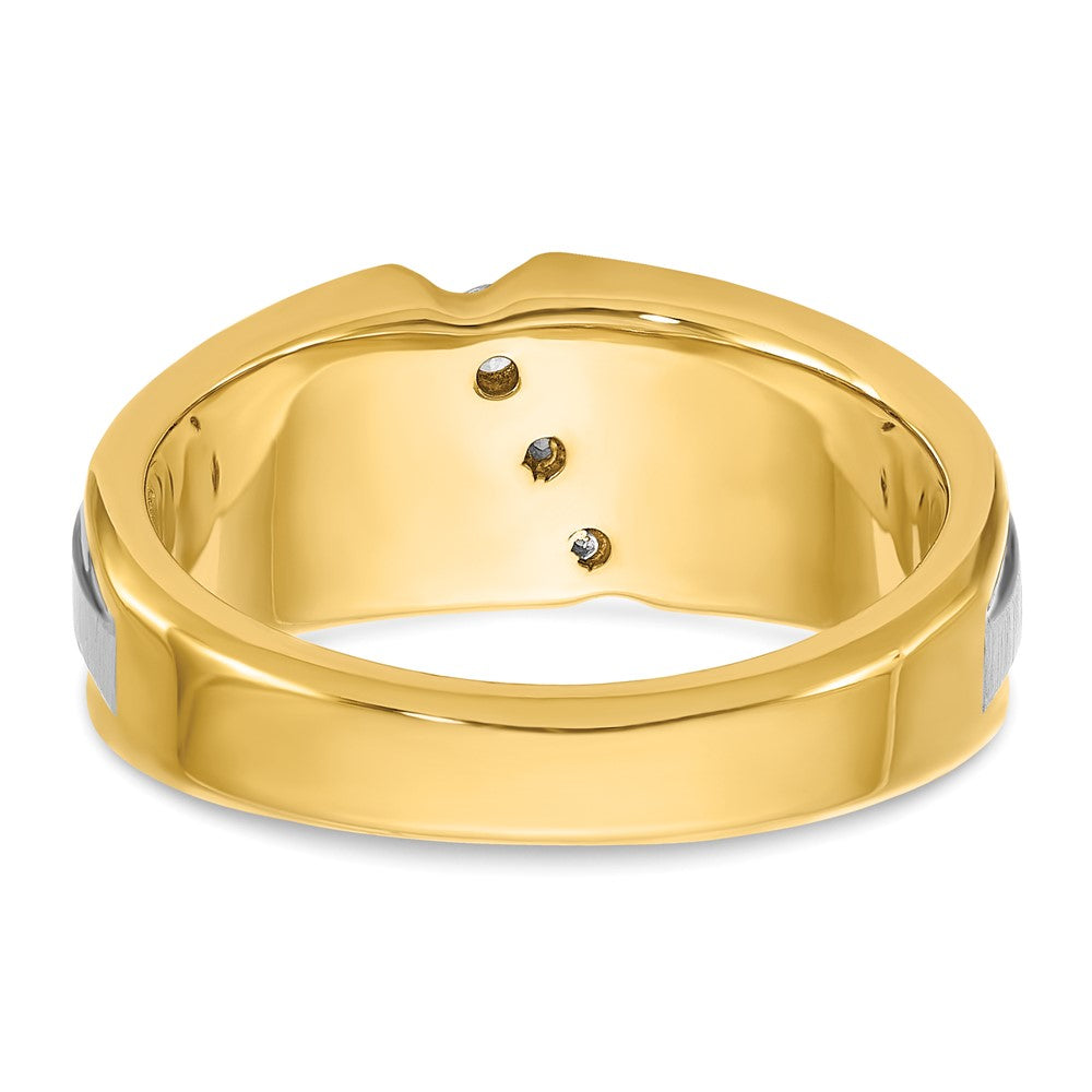 IBGoodman Two-tone Men's Polished and Satin 3-Stone 1/4 Carat AA Quality Diamond Ring - WBC