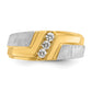 IBGoodman Two-tone Men's Polished Satin and Grooved 3-Stone 1/4 Carat AA Quality Diamond Ring - WBC
