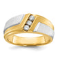 IBGoodman Two-tone Men's Polished Satin and Grooved 3-Stone 1/4 Carat AA Quality Diamond Ring - WBC