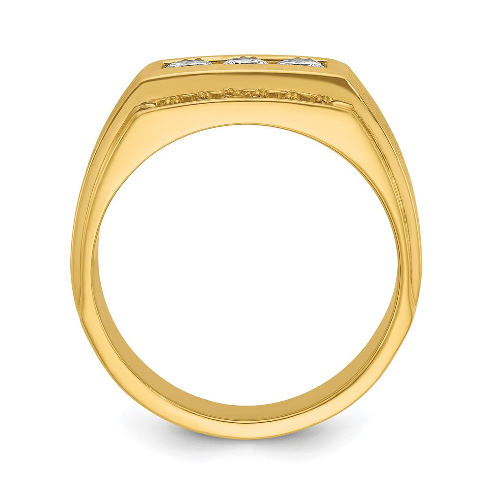 IBGoodman Men's Polished and Satin 3-Row 3/4 Carat AA Quality Diamond Ring - WBC