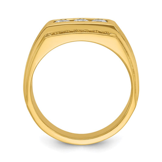 IBGoodman Men's Polished and Satin 3-Row 3/4 Carat AA Quality Diamond Ring - WBC