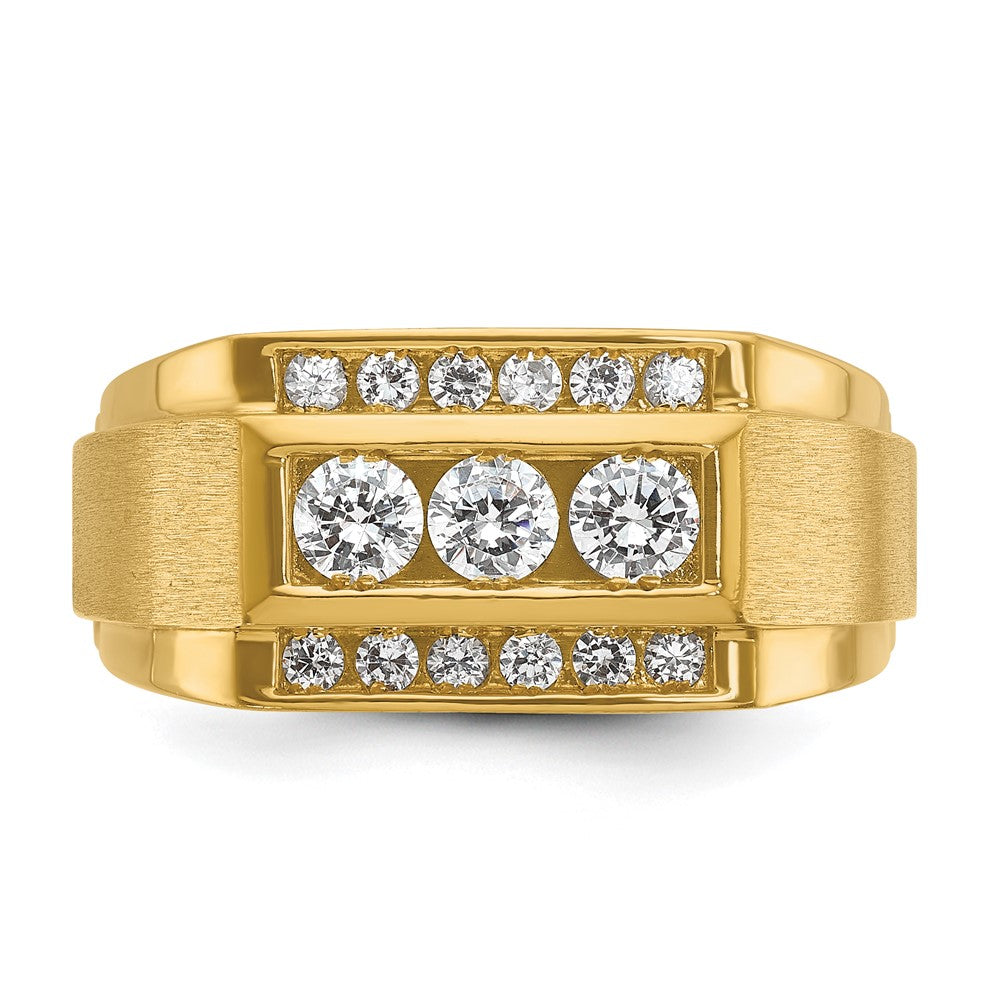 IBGoodman Men's Polished and Satin 3-Row 3/4 Carat AA Quality Diamond Ring - WBC