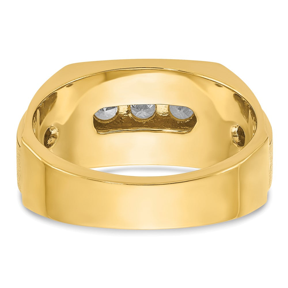 IBGoodman Men's Polished and Satin 3-Row 3/4 Carat AA Quality Diamond Ring - WBC