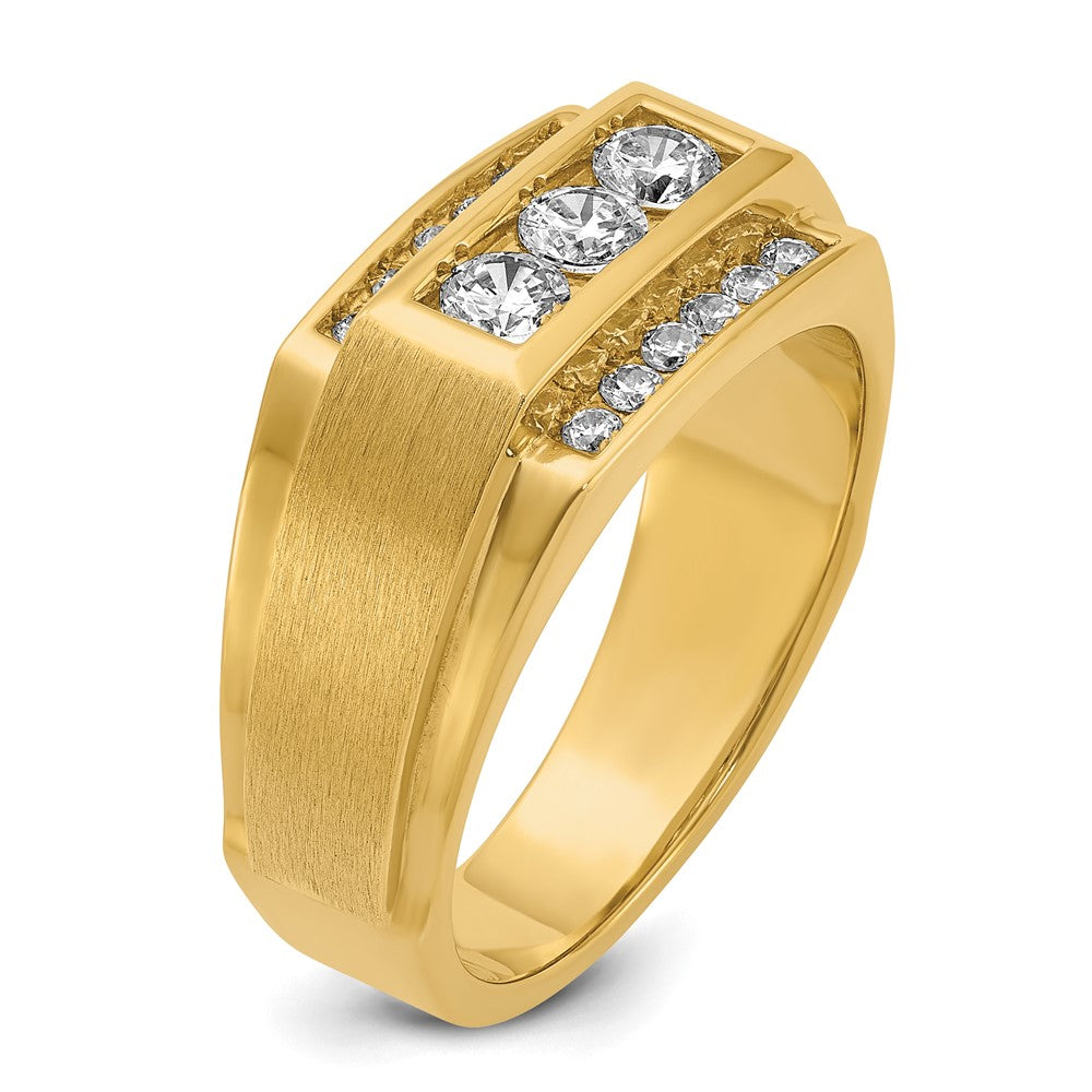 IBGoodman Men's Polished and Satin 3-Row 3/4 Carat AA Quality Diamond Ring - WBC