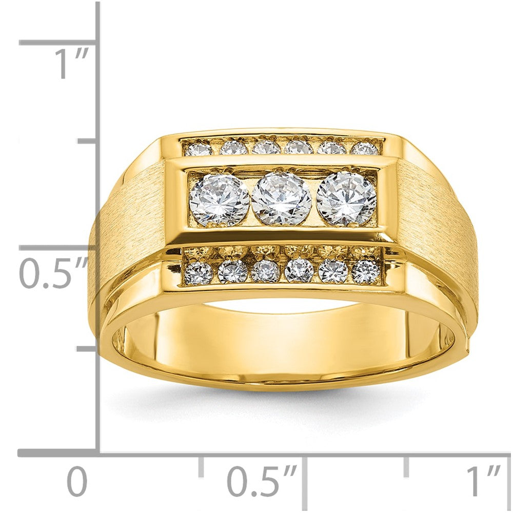 IBGoodman Men's Polished and Satin 3-Row 3/4 Carat AA Quality Diamond Ring - WBC