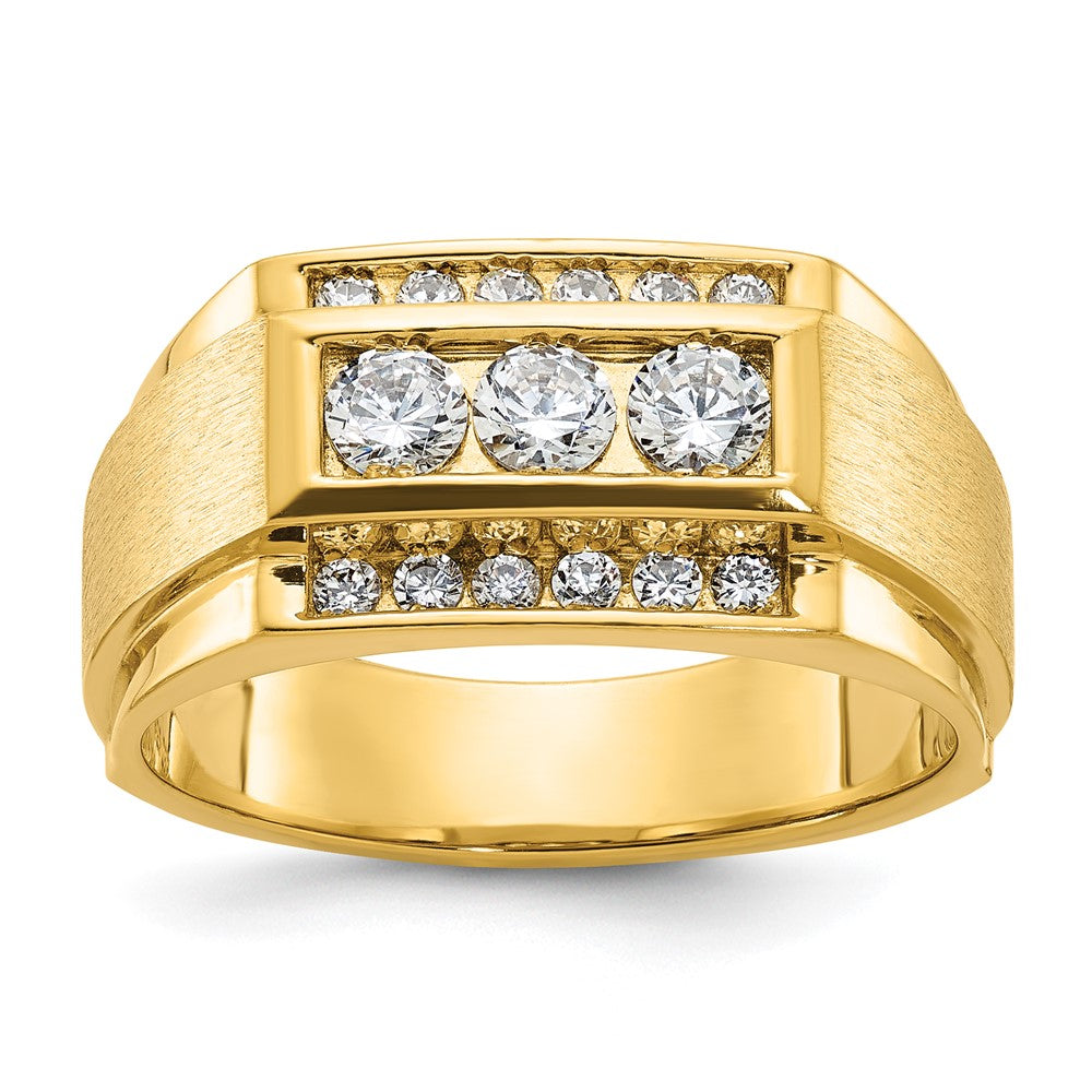 IBGoodman Men's Polished and Satin 3-Row 3/4 Carat AA Quality Diamond Ring - WBC