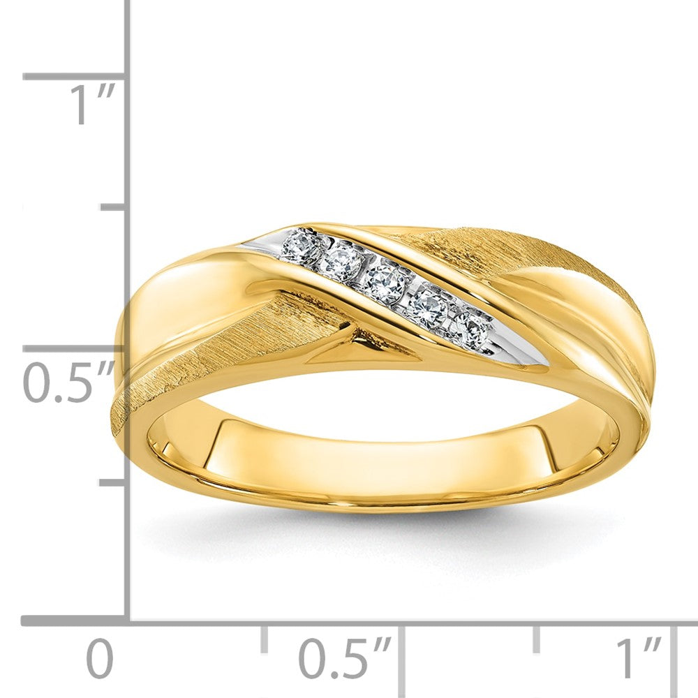 IBGoodman with Rhodium Men's Polished and Satin X 1/10 Carat AA Quality Diamond Ring - WBC